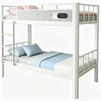 Lit superposé double pleine grandeur avec structure en acier et escalier de rangement intégré, idéal pour les petites chambres – Offre Spéciale
