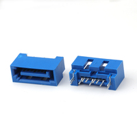 Conector macho SATA 7P Color azul Vertical SMT SATA A Tipo Conector de enchufe