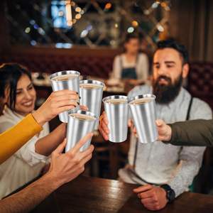 Tazas de pinta de acero inoxidable de 16 onzas - Paquete de 10 tazas de acero 304 de 450 ml - Para café, té, bebidas frías, uso doméstico y al aire libre - Product Image 6