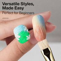 Ensemble de 3 pinceaux à ongles en acrylique dépoli avec logo personnalisé, multifonctionnels, pour liner, grader et estomper, pour manucure dégradée, salon et design DIY