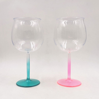 Ballon en plastique personnalisé à la main de grande capacité, dégradé de tige colorée, en verre de vin, avec décalcomanie, 50 pièces