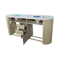 Nouvelle conception d'usine, produit en promotion, table de manucure moderne, mobilier de salon de manucure avec matériaux de haute qualité, double siège