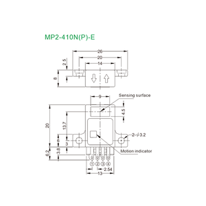 Sensore Fotoelettrico Diffuso Piatto AkuSense MP2-410N-E, 40mm, NPN OC, 12-24V DC, IR 850nm, IP50, 26*20*8mm, <span class=keywords><strong>L</strong></span>.on/D.on, 2kHz, Connessione a 4 pin - Product Image 3