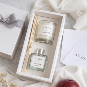 Aikun <b>Lemongrass</b> Peppermint Boxed Home Fragrance Gift Set with Soy Wax <b>Candle</b> Reed Diffuser Room Mist for Christmas Gifts - Product Image 2