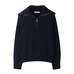 Offre Spéciale fantaisie couture femmes 100% laine col <span class=keywords><strong>marin</strong></span> demi-fermeture éclair ouverture <span class=keywords><strong>pull</strong></span> pour haut tricots <span class=keywords><strong>pull</strong></span> - Product Image 2