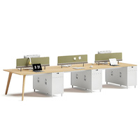 Poste de travail de bureau moderne en bois avec cloison, table et ensemble de mobilier pour employé avec rangement