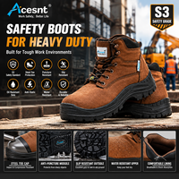 Bottes de travail mi-montantes ACE Safety Work automne/hiver, à lacets, avec embout en acier, anti-perforation, semelle intermédiaire sans métal, en daim, unisexe, pour la construction
