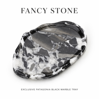 Plateau Organisateur Moyen en Marbre Noir Patagonia FANCY STONE, Plateau Décoratif en Pierre Naturelle Polie pour Coiffeuse, Décoration Intérieure, Cadeaux