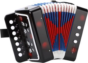 LIEKE Akkordeon mit 10 Tasten, Knopfakkordeon-Spielzeug für Kinder, Musikinstrument, Mini-Akkordeon für Kinder und Anfänger (Schwarz) - Product Image 1