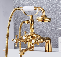 Ensemble de douche à effet pluie TONUA de style européen en laiton chromé, double colonne, à poser sur le plan, avec double poignée et mitigeur, robinet de bain moderne en céramique