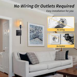 Lámpara de Pared Moderna de Estilo Rústico con Control Remoto Inalámbrico, Adecuada para Iluminación Interior y Exterior, Regulable, con Batería Recargable - Product Image 2