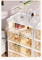 Étagère à chaussures en plastique transparent pliable à 9 niveaux Organisateur Injection Rectangle Étagère à chaussures pliable Boîtes de rangement empilables pour chaussures
