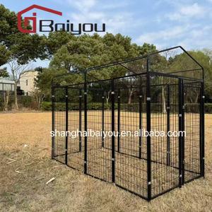 Kandang Anjing Besi Kokoh Mudah Bongkar Pasang, Kandang Mewah untuk Anjing Besar, Rumah Anjing Luar Ruangan dengan Kotak Atap - Product Image 4