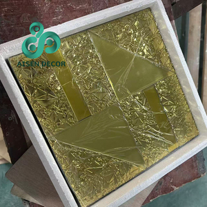 AISEN DECOR Vente en gros de carreaux de miroir muraux autocollants dorés biseautés <span class=keywords><strong>30x30</strong></span> cm, carreaux de mosaïque miroir - Product Image 5