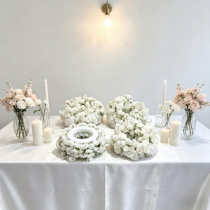 Couronne de fleurs artificielles blanches en forme de cercle pour base de chandelier, centre de table floral pour mariage, <span class=keywords><strong>décoration</strong></span> de table, vente chaude 2026 - Product Image 3