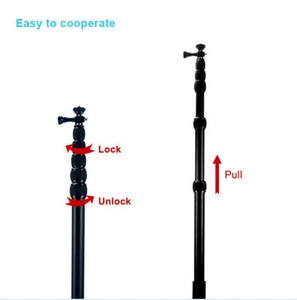 Perche à <span class=keywords><strong>selfie</strong></span> professionnelle pliable en aluminium pour vlog, extensible jusqu'à 5 m, avec adaptateur - Product Image 6
