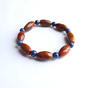 Peifu jewelry factory direct sales natural agate jade warring states red bracelet barrel bead bracelet small wholesale 7