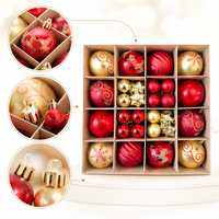 Ensemble de boules de Noël en PVC de 6 cm, 42/44 pièces, décorations suspendues pour arbre de Noël