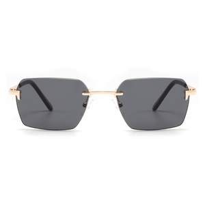 Rimless Rectangle <b>Sunglasses</b> Custom Logo Comfortable Black Lenses UV400 Protection Unisex Adult Style - Product Image 1