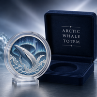 Pièce de monnaie commémorative 3D personnalisée en relief, motif baleine arctique, pièce de défi en argent antique, cadeau souvenir, vente en gros directe usine