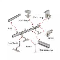 Accessoires de rail solaire pour panneaux photovoltaïques, Kit de support d'énergie solaire, Collier de fixation d'extrémité, Collier de fixation intermédiaire, Système de montage de support de panneau solaire