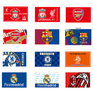 Drapeaux d'équipe de football personnalisés 90*150cm <span class=keywords><strong>Real</strong></span> <span class=keywords><strong>Madrid</strong></span> Liverpools Club Fanion Stock Publicité promotionnelle Fournitures pour fans - Product Image 1