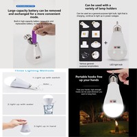Ampoule d'urgence à vis E27 pour panne de courant domestique, rechargeable, lampe à eau lumineuse, petite lampe de poche rechargeable