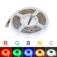 Bande lumineuse RVB RGBW RGBCCT RGBCW COB 12V 24V haute luminosité colorée FOB LED bande lumineuse pour éclairage décoratif