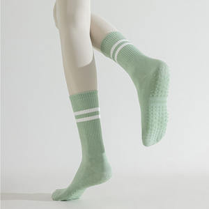 Женские 100% хлопчатобумажные трикотажные носки для йоги, Пилатес, нескользящие носки в спортивном стиле для зимы, весны, лета, с логотипом, унисекс - Product Image 3