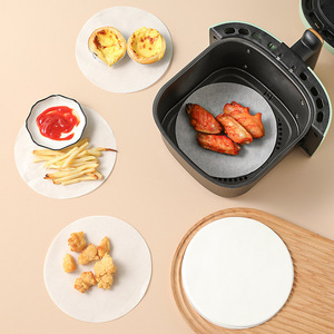 Air Fryer Paper Mat <b>Round</b> Natural Color White 50pcs Oil Absorbing <b>Baking</b> <b>Tray</b> Non-Stick PTFE Coating - Product Image 2