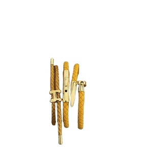 Bracelet tressé Zyo tendance et simple pour homme, style punk, bracelet en acier inoxydable et cuir véritable PU pour femme, avec clou M - Product Image 2