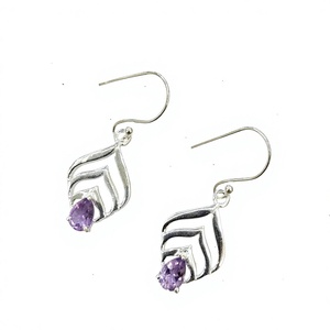 Boucles d'oreilles classiques en argent sterling 925 avec améthyste, anti-ternissement, en forme de goutte, bijoux de créateur, cadeau de mariage - Product Image 4