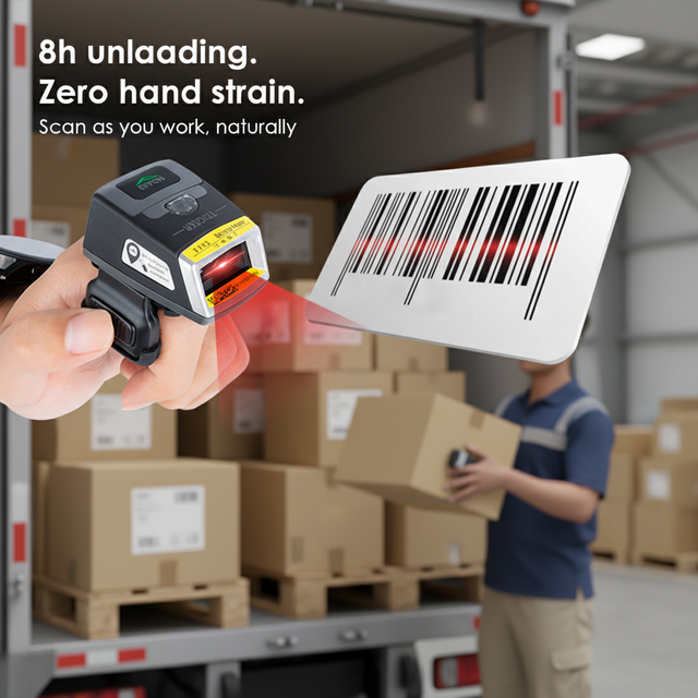 Industrial Mini Wearable Ring Scanner ZEBRA SE4107 Engine Dark Warehouse 1D 2D PDF417 Barcode for Logistics Sorting Effon EF02