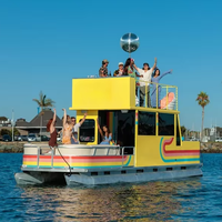 Bateau de fête de luxe à deux étages de 32 pieds en aluminium avec piste de danse et salon pour moteur hors-bord côtier