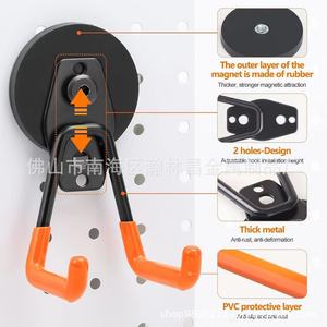 Magnetic Metal <b>Hook</b> Heavy Duty No Drill <b>Hooks</b> For <b>Tool</b> Storage Black Orange Coated Carbon Steel Injection Molding - Product Image 2