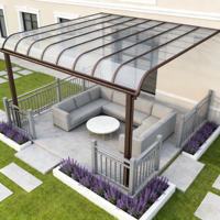 Auvent de balcon extérieur en polycarbonate avec structure en aluminium, résistant aux intempéries, avec auvent imperméable