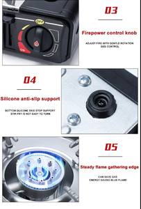 軽量ポータブル二重バーナーガスストーブステンレススチール屋外キャンプ用クックトップ手動燃料用 - Product Image 6