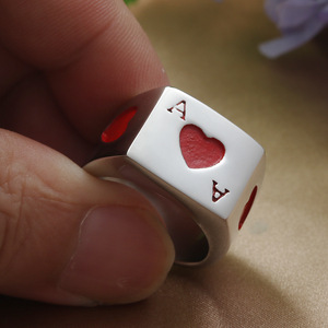 Ace Of Hearts <b>Playing</b> <b>Card</b> Ring Men's Stainless Steel Geometric Design Gift Jewelry 24001 - Product Image 4