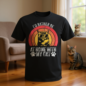 Je préfère être à la maison avec mon chat T-shirt vintage pour les amoureux des chats - Product Image 3