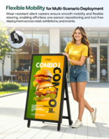 Señalización Digital con Marco en A, Resistente al Agua IP65, 1500nits de Alto Brillo, con Ruedas, Pantalla LCD Móvil para Restaurantes y Aceras