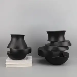 Decorazione per la casa nordico corridoio creativo scultura astratta 3d stampato resina bianco nero Puzzle tavolo irregolare vasi per fiori