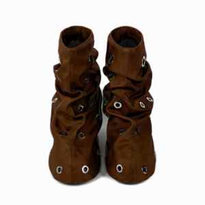 <span class=keywords><strong>Botines</strong></span> de PU con plataforma, cuña y ojales perforados de Omen's con punta redonda y pantorrilla ancha - Product Image 5