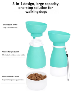 Bouteille d'eau et récipient pour nourriture 3 en 1 pour <span class=keywords><strong>chien</strong></span>, avec bol en silicone pliable pour les promenades en plein air, distributeur de nourriture portable pour animaux de compagnie - Product Image 3