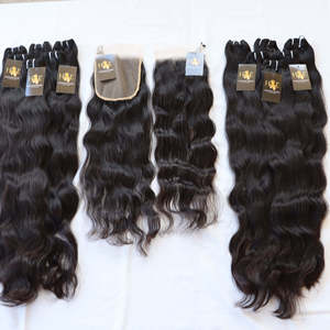 Mèches brésiliennes non traités avec Lace Closure HD, cuticules alignées avec Lace Frontal Closure avec cheveux humains - Product Image 1