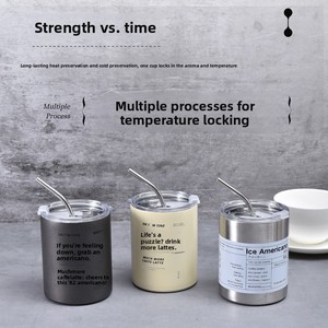 Vaso Térmico Creativo de Acero Inoxidable para Café Americano con Succión, Portátil, de Gran Capacidad, para <span class=keywords><strong>Coche</strong></span>, con Pajita - Product Image 3