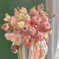 Rosa Hochzeits-Kunstblumenstrauß, Rose Phalaenopsis Lilie Hortensie Blumenarrangement, Party- und Heimdekoration Blumen Großhandel