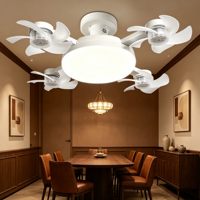 Ventilateur LED à douille E27, nouvelle arrivée, 4 têtes, silencieux, télécommande, 3 couleurs de lumière, installation facile pour dortoir et appartement