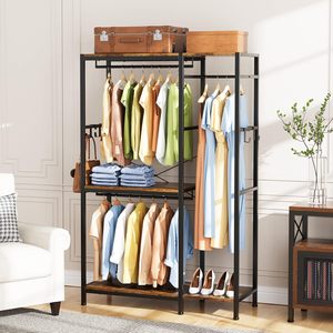 Combohome Porte-vêtements en métal et bois Grand porte-vêtements Porte-vêtements autoportant - Product Image 2