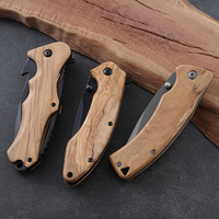 Couteau pliant à lame résistante à la corrosion avec manche en bois d'olivier, gravure au laser, couteau de bricolage, cadeau de camping en plein air, couteau de poche