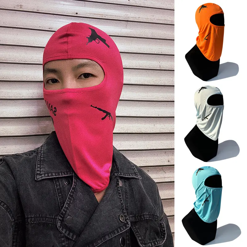 Balaclava estampada para máscara de esqui, máscara facial, completa com estampa, à prova de vento, respirável, para motocicleta, com 1 orifício, máscara de balaclava, chapéu